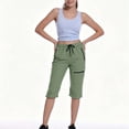 thumbnail image 5 of Capris Cargo Pants Women Work High Waisted Hiking PantsLightweight Dry Cargo With Zipper Pockets Elastic Waist Summer Outdoor Cropped Pants, 5 of 7