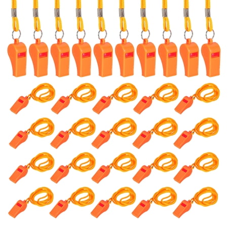 Uxcell Plastic Whistles with Lanyard, Training Sports Gather Whistles Loud Crisp Sound Colorful Bulk Whistle 36 Pcs & Orange -Fitting for (Coaches/Referee/Outsides/Team Events)