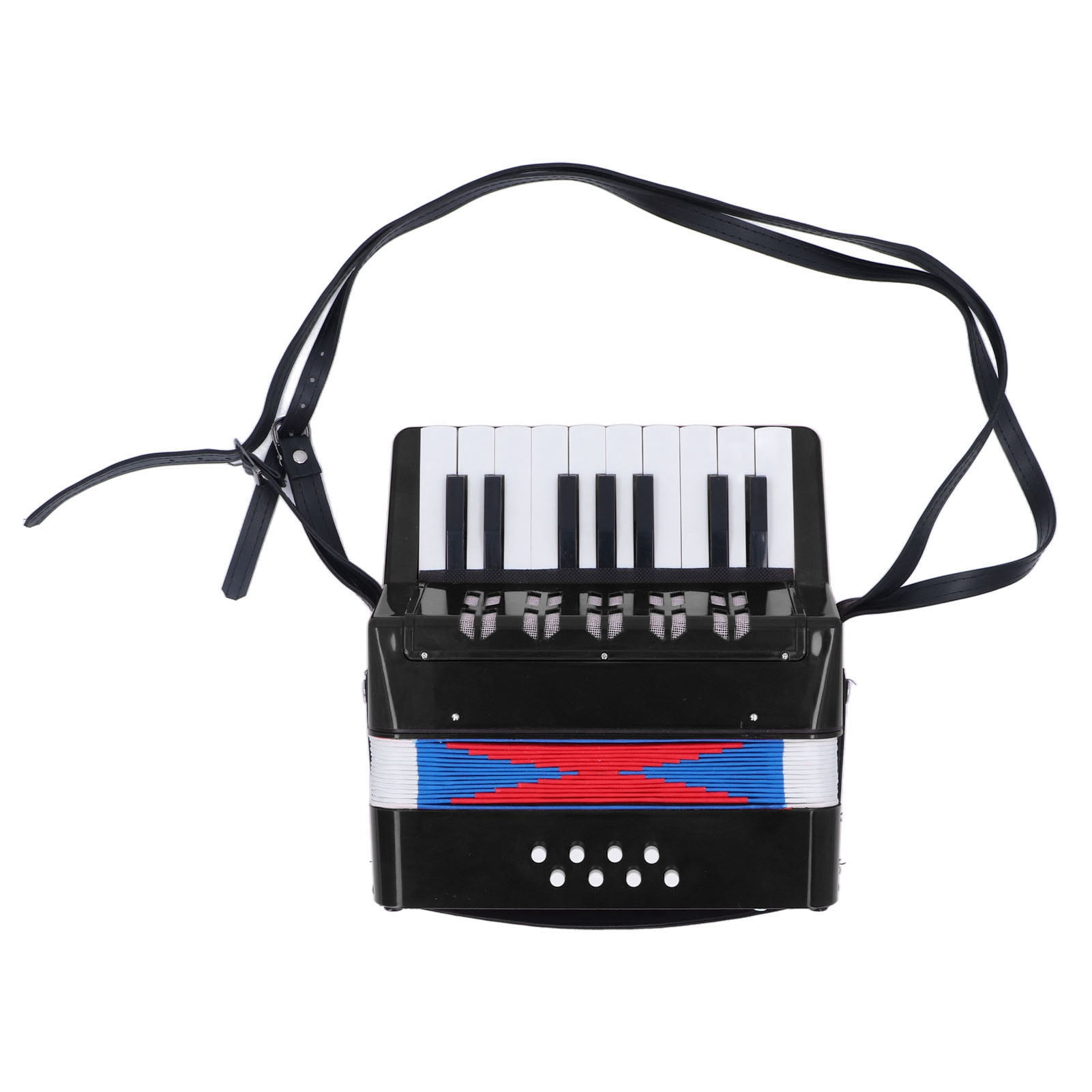 Piano Accordion 9.1 X 9.1 X 3.9 Inches Entry Level Piano Accordion ABS Plastic With Retractable Leather Strap 17 Keys 8 Bass Keys Entry Level Accordion Portable Accordion For Kids Beginners