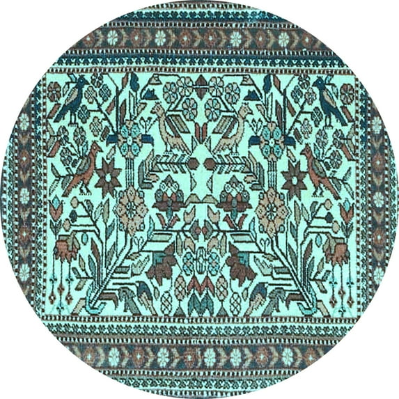 Ahgly Company Indoor Round Persian Light Blue Traditional Area Rugs, 6' Round