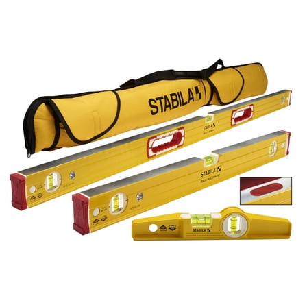 STABILA 96M Heavy Duty Aluminum Retangle Magnetic 3 Level Set w/ Case - 48380