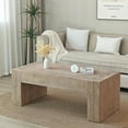 thumbnail image 2 of 49" Modern Wooden Coffee Table with Thick Legs, Center Table for Living Room, Natural, 2 of 8