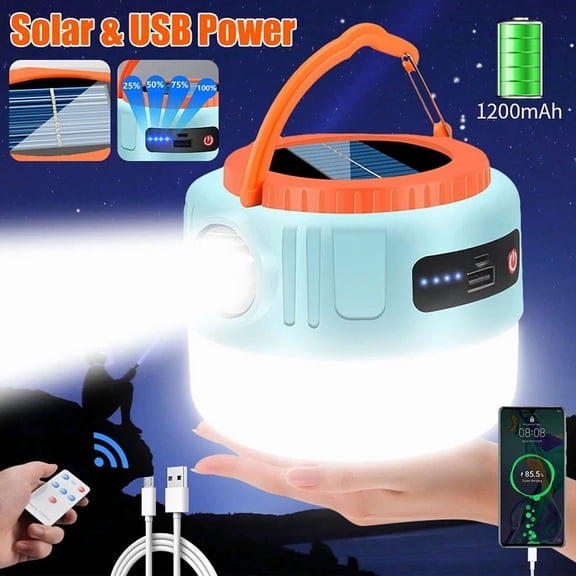 Rechargeable LED Solar Camping Light Tent Lantern Bulb Outdoor Hiking Night Lamp
