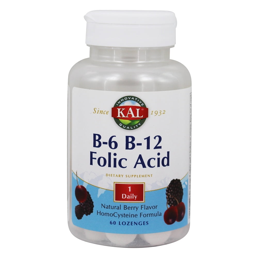 KAL B6, B12, and Folic Acid Lozenges Natural Berry Flavor Vitamin