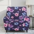 thumbnail image 2 of Renewold Plumeria Purple Blue Oversized Recliner Cover Fitted Lazy Boy Chair Cover 4 Pieces Universal Reclining Chair Cover for Standard Large Recliner with Storage Pocket, 2 of 8