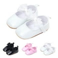 thumbnail image 4 of Infant Baby Girls Princess Wedding Dress Mary Jane Flats Toddler Soft Sole First Walker Sparkly Lightweight School Uniform Shoes (0-3 Months, White), 4 of 8