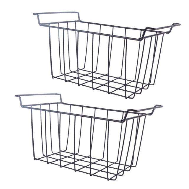 Cesta De Alambre De Metal Para Congelador, 2 Piezas Cesta De Almacenamiento De Alambre Para Congelador Revestimiento De PE Estante Colgante Organizador