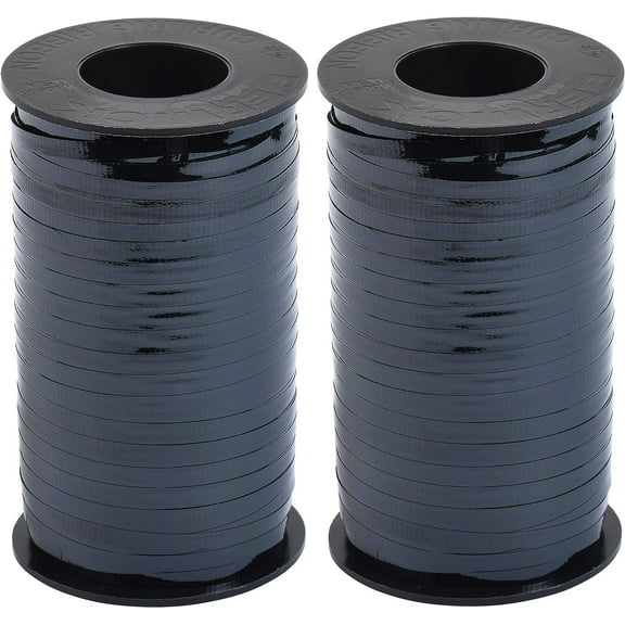 2-Pack - Berwick Splendorette Crimped Curling Ribbon 3/16" x 500yds - Black Glossy Lacquer
