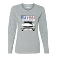 thumbnail image 2 of Wild Bobby, Ford Mustang Country USA 1964 Vintage American License Plate, Cars and Trucks, Women Graphic Long Sleeve Tee, Heather Grey, X-Large, 2 of 4