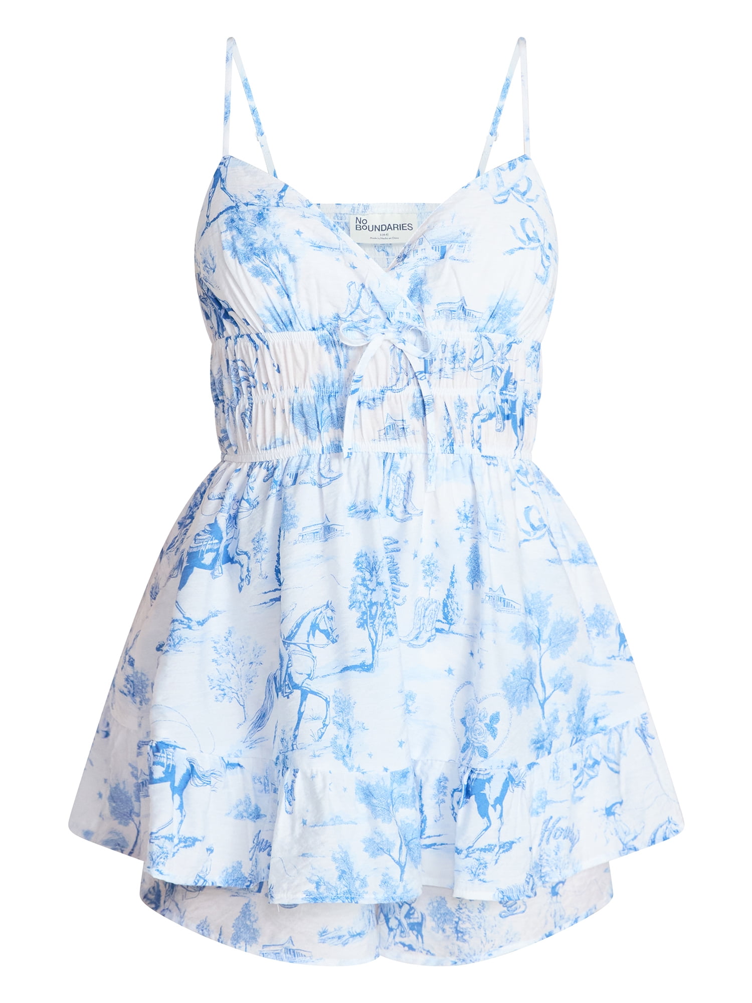 No Boundaries Romper with Ruffle Skirt, Women's & Women's Plus Sizes XXS-4X