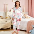 thumbnail image 5 of Satin Girls Pajama Set Valentines Pajamas Long Sleeve Bow Print Button Down Shirt Kids Pjs Girls 5-6 Years, 5 of 9