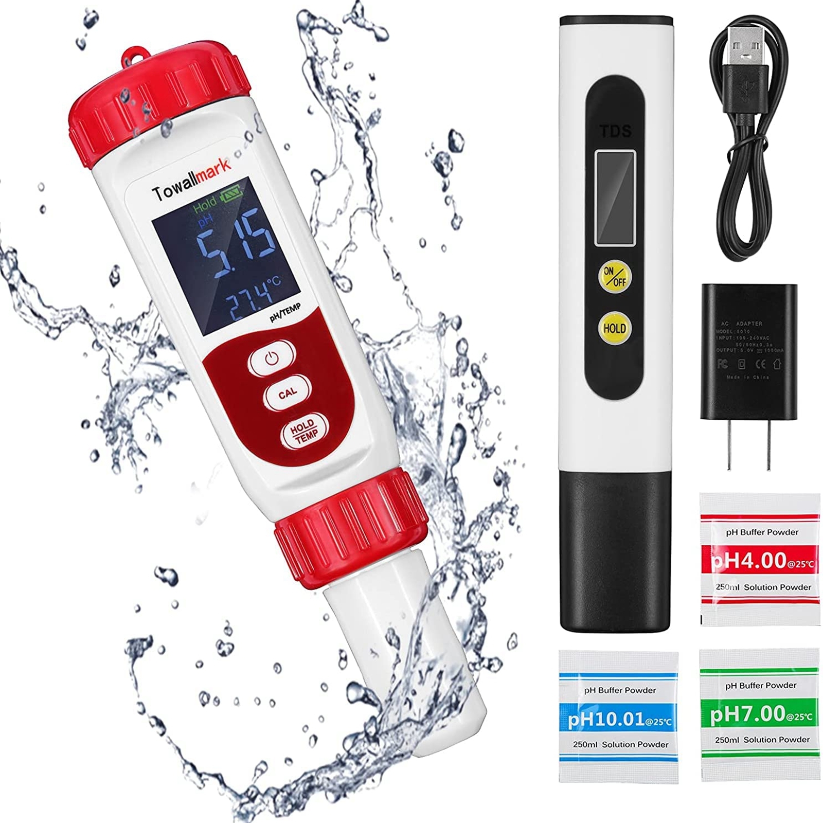 Sakiyr Digital Water Quality Testing Kit, High Accuracy Rechargeable PH