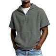thumbnail image 3 of Cotton T-Shirts for Men Short Sleeve Hooded Zipper Sports Casual Top Gray XL, 3 of 7
