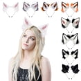 thumbnail image 4 of Diadema con orejas de lobo y zorro de piel sintética hecha a mano, accesorios para disfraz de fiesta de Halloween y Navidad JFHHH pequeña, 4 of 5