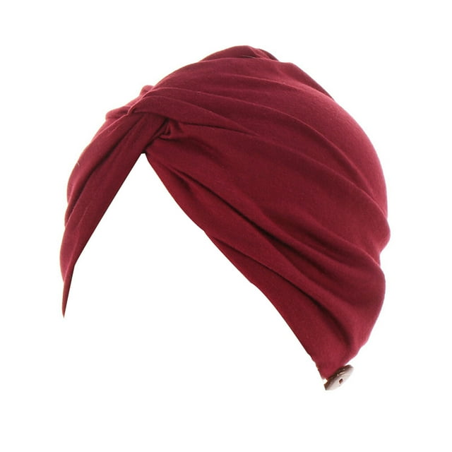 ziyahi Couvre-Chefs Style Simple Confortable Premium Matériel Couleurs Assorties avec des Boutons Muslim Style Élasticité Femmes Bandeaux Femmes Vin Rouge