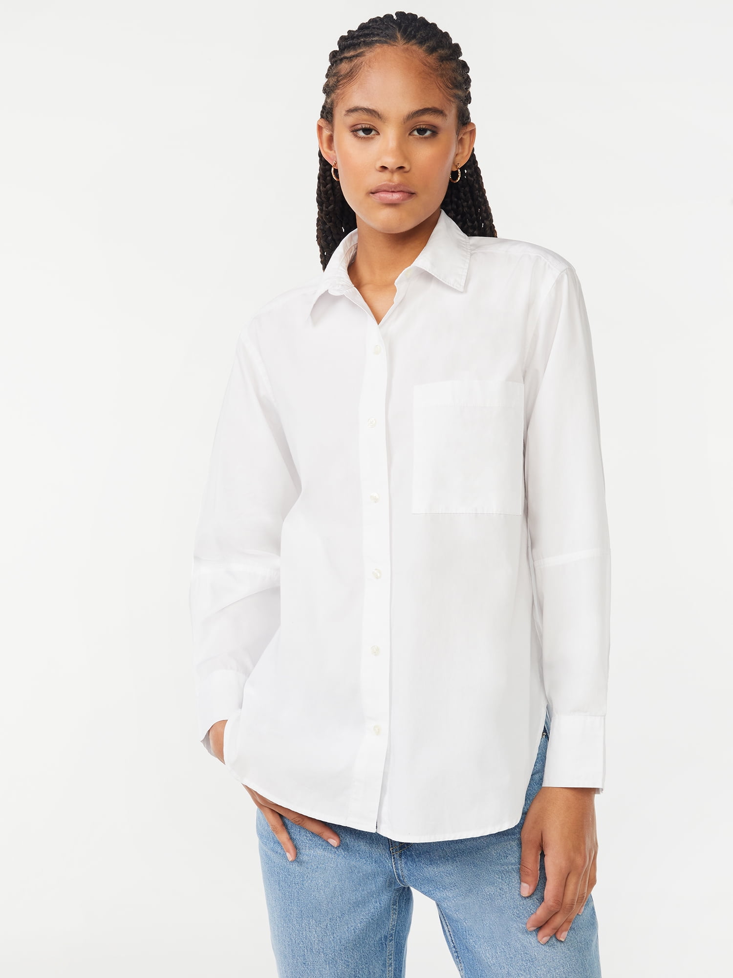 Free Assembly Women's Boxy Button Down Tunic Top