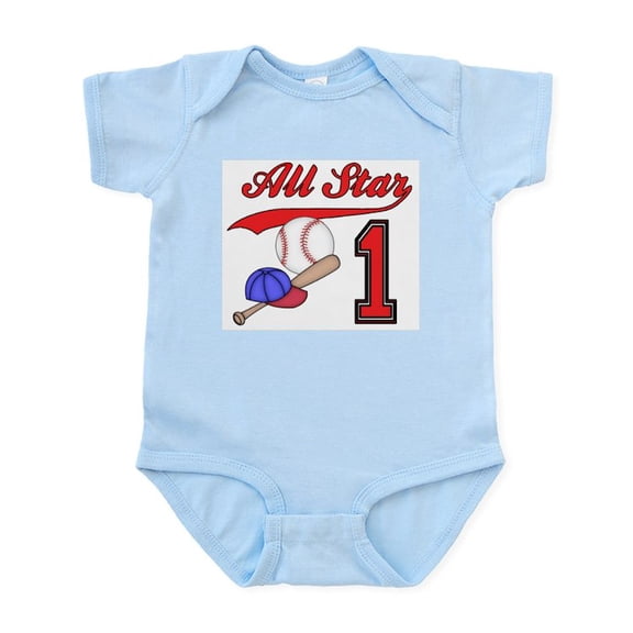 CafePress - Allstar Baseball First Birthday Infant Bodysuit - Baby Light Bodysuit, Size Newborn - 24 Months