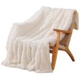 thumbnail image 1 of Plaid and Blanket Super Soft Faux Plush Blanket for Sofa Bedroom Cream White 130x160cm, 1 of 4