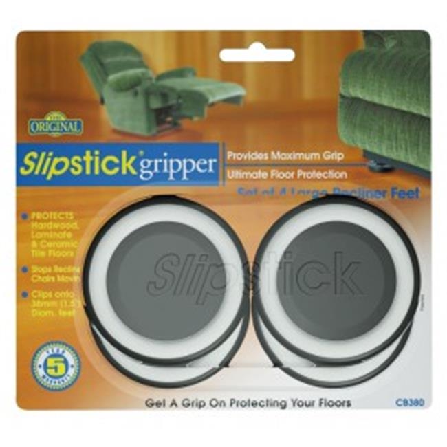 Slipstick CB380 Recliner Gripper Feet Floor Protectors (Set of 4) Non Slip, Fits 1", 11/6", and