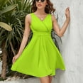 thumbnail image 3 of Bitter Lime Neon Green Yellow Solid Color Dress Summer Street Style Dresses Female Sleeveless Printed Sundress, 3 of 7