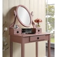 thumbnail image 3 of Roundhill Furniture Moniys Wood Makeup Vanity Table and Stool Set in Rose Gold, 3 of 5