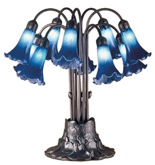 22"H Blue Pond Lily 10 Light Table Lamp