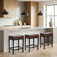 thumbnail image 5 of MCQ Bar Stools Set of 2, Upholstered Modern Counter Height 24 Inch Bar Stools, PU Leather, For Kitchen, Living Room, Brown, 5 of 6