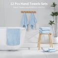 thumbnail image 5 of Jessy Home 12 Pack Light Blue Hand Towel Set 16"x31" Soft Highly Absorbent Quick Dry Bathroom Towels 600 GSM Microfiber Plush Towels, 5 of 7