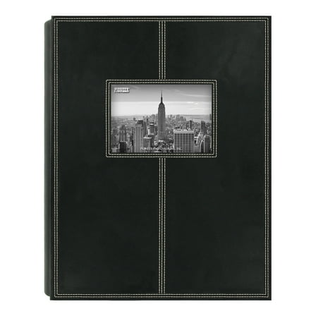 Pioneer Photo Albums Large Sewn Leatherette Frame Cover Photo Album, Black