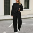 thumbnail image 2 of Wutalume Women's 2-Piece Casual Sportswear Set, Solid Color Pullover Hoodie and Drawstring Straight Leg Sweatpants, Athletic Outfit,Black L, 2 of 5