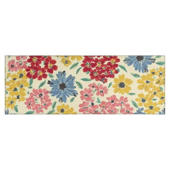 Pioneer Flower Floral Print Pattern Kitchen Rug Mat,Kitchen Runner Rugs Non Skid Washable,Decorative Kitchen Floor Mats for Kitchen,Sink,Laundry,17"X47"