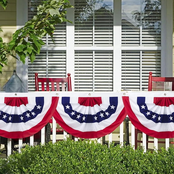 2 PCS USA Patriotic Pleated Fan Flag American US Bunting Flags Patriotic Half Fan Banner Flags Patriotic Fourth of July Banner, USA Flag Bunting for Memorial Independence Day Parade Decor