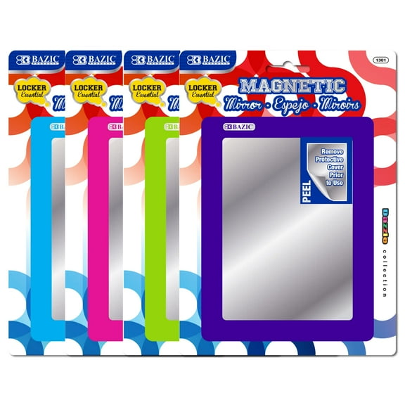 BAZIC Multicolor Magnetic Locker Mirror, One Mirror, Color May Vary,