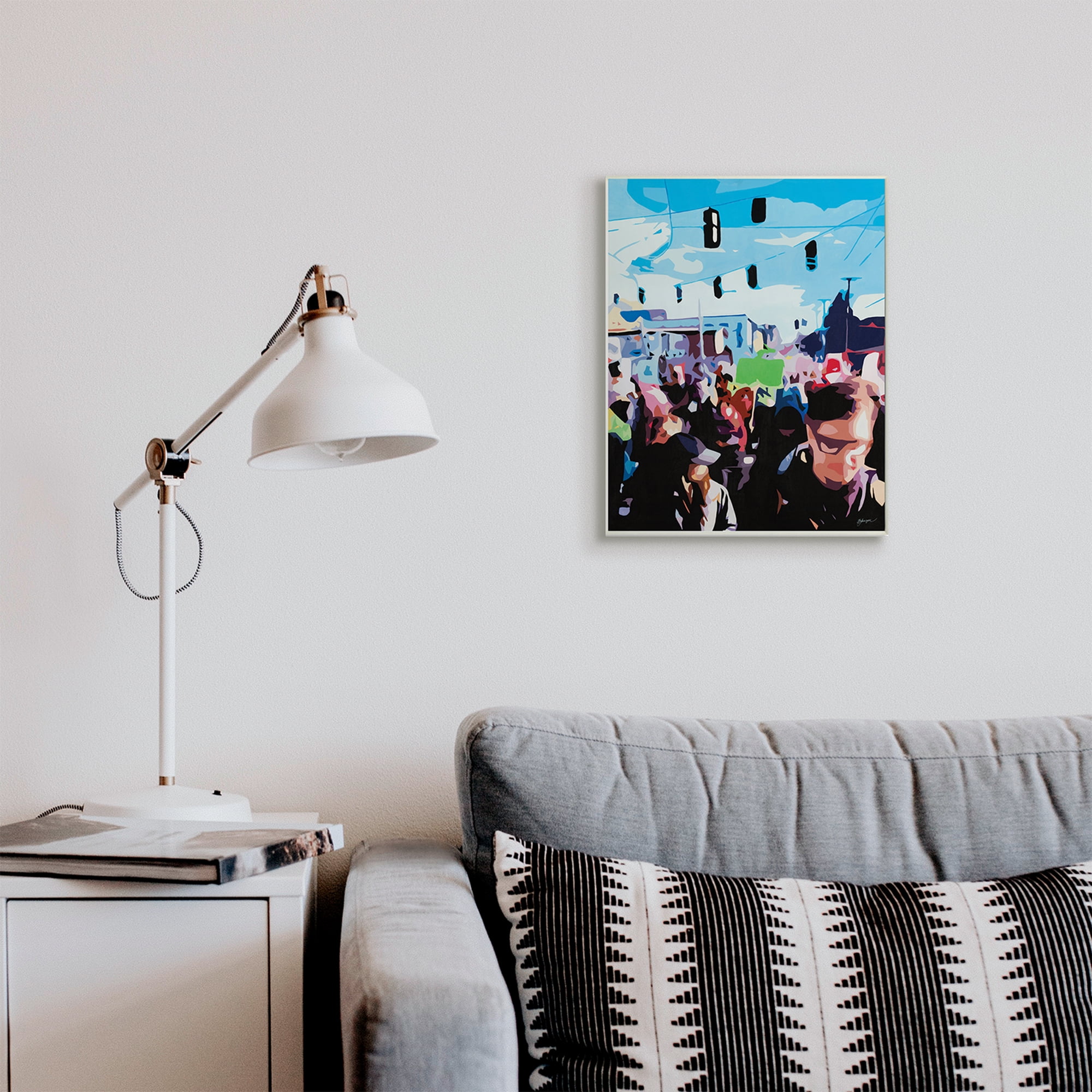 Stupell Industries People Parading in Street Soft Edge Abstraction Novelty Painting Unframed Art Print Wall Art, 13 x 19