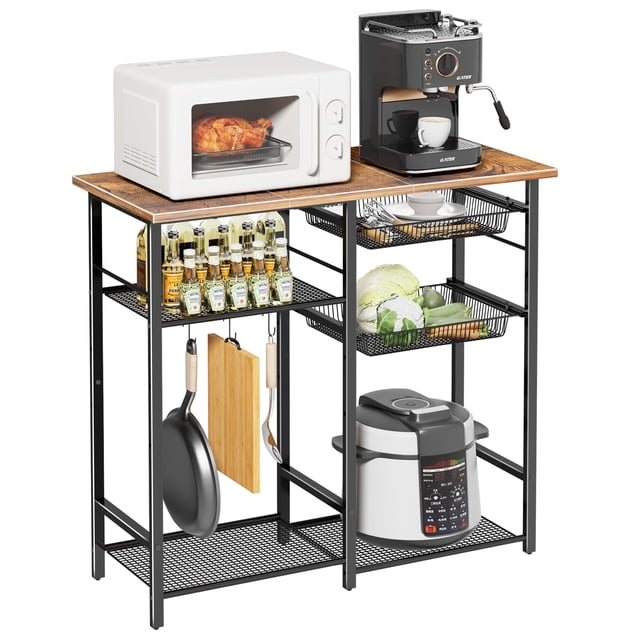 Soporte LAKEMID para microondas Kitchen Bakers Rack con almacenamiento