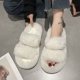 thumbnail image 1 of Zapatillas peludas para mujer, de otoño e invierno, de plataforma con tiras cruzadas de aspecto alto, suela gruesa, suela suave aumentada, zapatillas de algodón para el hogar, 1 of 6