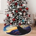 thumbnail image 5 of Rocae Cat Under Starry Skies for Christmas Tree Skirt with Pom Pom Trim for Holiday Party for Holiday Home Decor Indoor Outdoor-30", 5 of 7