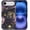 Halloween Skeleton Black Cat, variant on for iPhone 13/14 Case, Adopting a Mixed Double-Layer Protective Matte Shell Design, it is Fashionable and Beautiful, Retro Copper Flower.