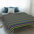 thumbnail image 4 of Pink Blue Stripe Blanket Soft Cozy Warm Throw Blanket for Couch, Plush Fuzzy Flannel Fleece Blankets for Sofa, Green Black Geometric Striped Modern Bed Blankets Lightweight Gifts for Women, 32"x48", 4 of 9