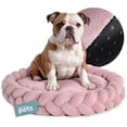 thumbnail image 1 of Cama Redonda para Perro y Gato Esquimal Rosa Trenzada Antiestrés Mediana Lavable, 1 of 6