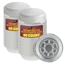 Impresserve 9" Disposable Round Aluminum Cake Pans with Clear Plastic Lids - 80 Count