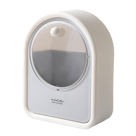 Swab Storage Container wall Mounted Dust Sturdy with Transparent Lid Durable Organizer for Cosmetics Vanity Countertop Grey