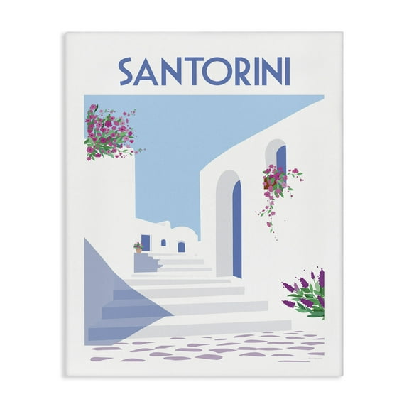Stupell Industries Santorini White Architecture Scenic & Cityscapes Painting Wrapped Canvas Art Print Wall Art, 16 x 20