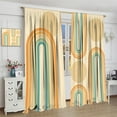 thumbnail image 4 of Boho Mid-Century Curtains, Retro Abstract Rainbow Sun 70s Hippie Rustic Style Prints Blackout Rod Pocket Window Treatments Drapes for Baby Boys Girls Room Living Room Nursery42x54in, 4 of 6