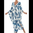 thumbnail image 1 of Vestido Caftán con Estampado Animal para Mujer, Talla Grande, para Playa, Verano 2025 Hojas Azules Talla Única, 1 of 10
