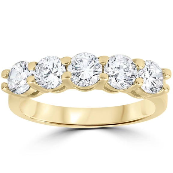 Pompeii 2 ct Diamond Five Stone Wedding Anniversary Round Cut Ring 14k Yellow Gold