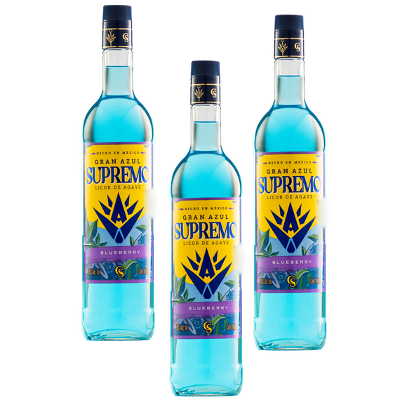 Tripack Licor De Agave Gran Azul Supremo Blueberry 1000 Ml Gran Azul Supremo Licor de Agave