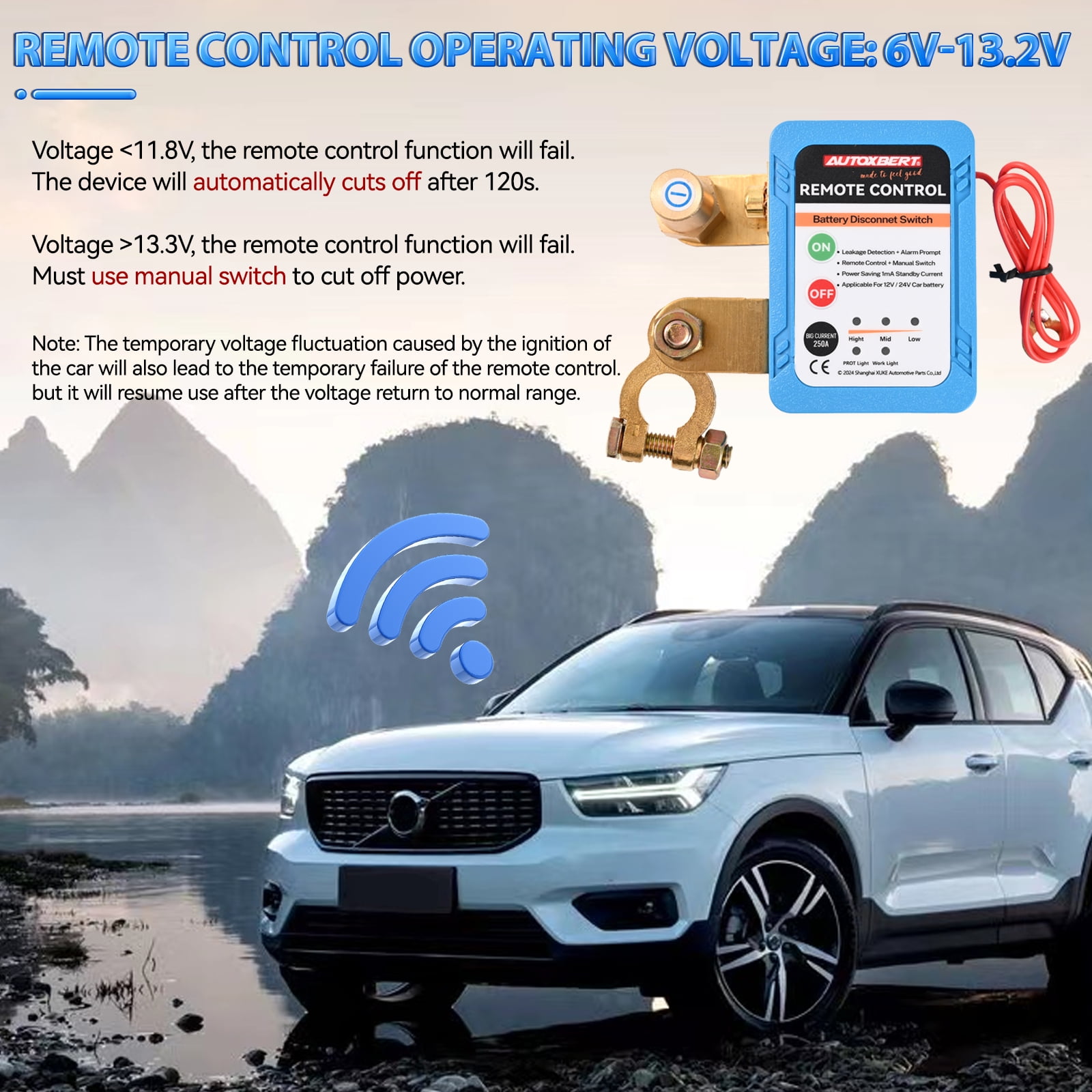 OEMASSIVE Car Remote Battery Disconnect Switch 12V 240A Battery Kill Switch for Auto RV ATV