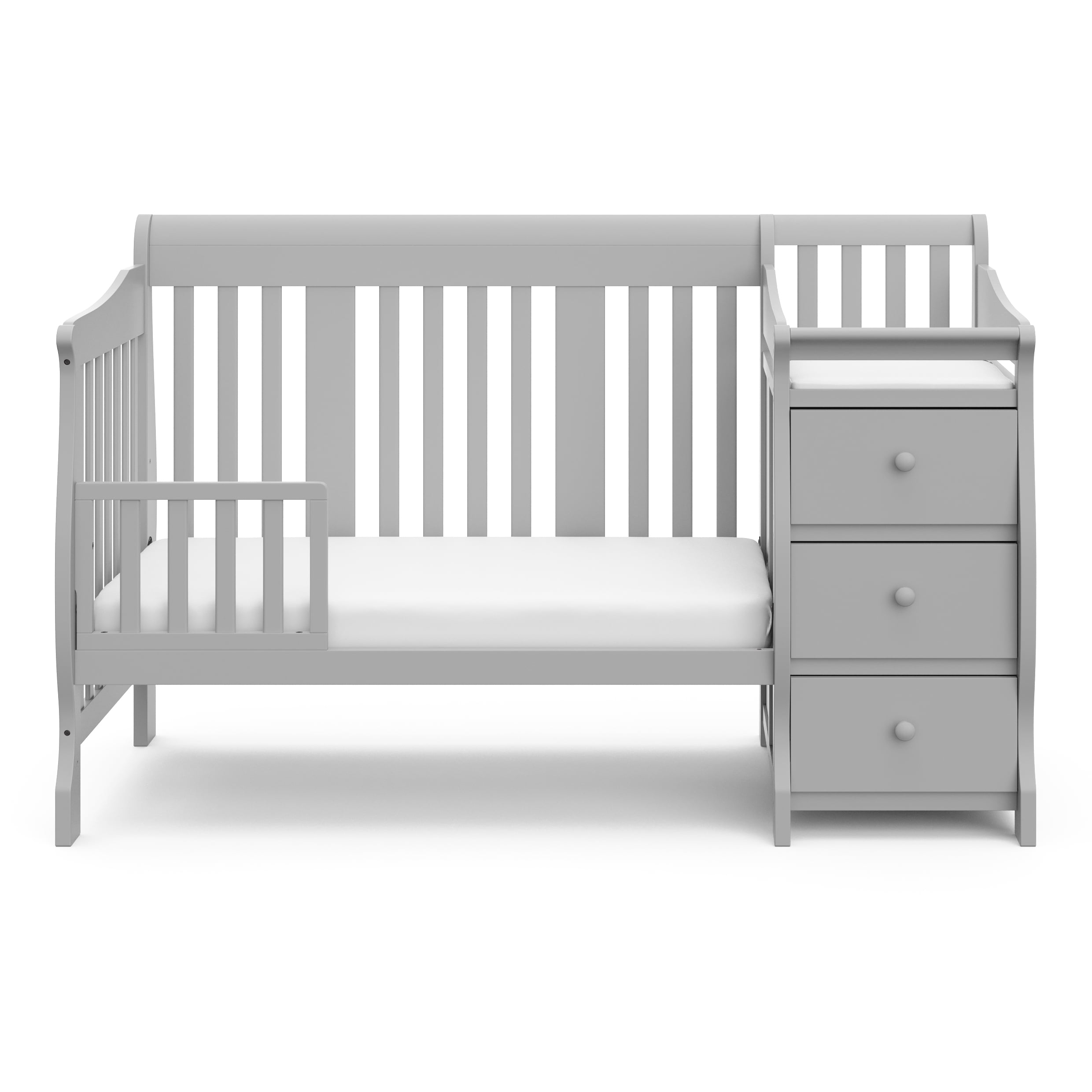 Storkcraft Portofino 5-in-1 Convertible Baby Crib and Changer, Pebble Gray