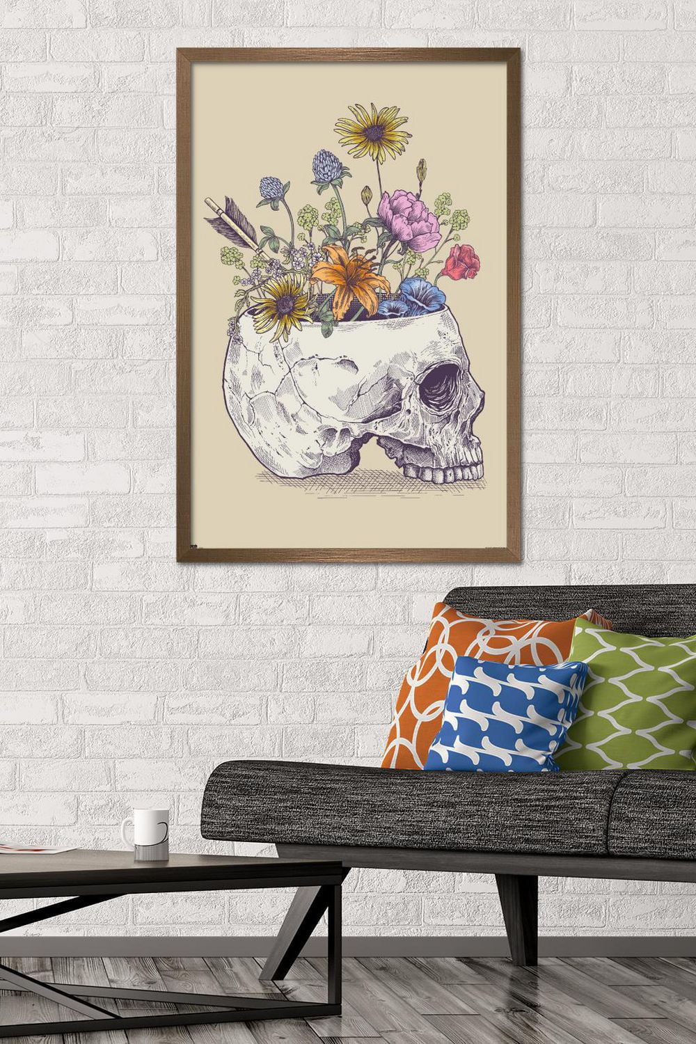 Rachel Caldwell - Flower Skull Wall Poster, 14.725" x 22.375" Framed